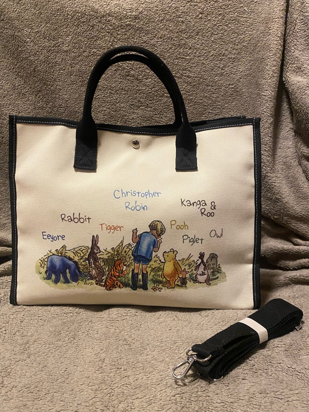 Winnie the Pooh Tote Bag with detachable crossbody Strap Hundred Acre Wood